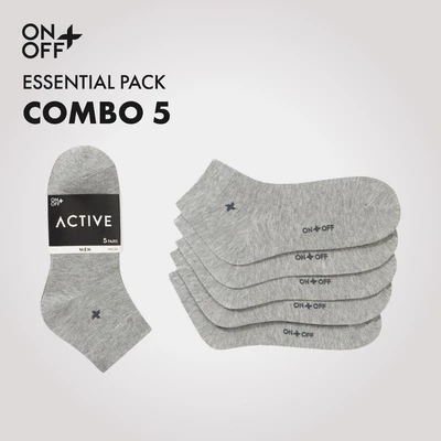Combo 5 đôi tất vớ nam Cổ ngắn mỏng mịn Cotton thoáng khí thấm hút mồ hôi - ONOFF 18AE26A004