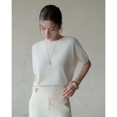 RUBIES Winn Top - Áo Dệt Kim Nữ Tay Ngắn Cánh Dơi Cổ Tròn