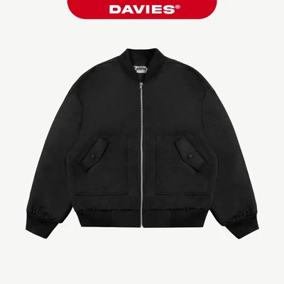 Áo khoác form rộng đường cắt nổi DAVIES chất liệu dù kèm lót thoáng mát logo inox màu đen Protex Jacket| D22-AK1-D