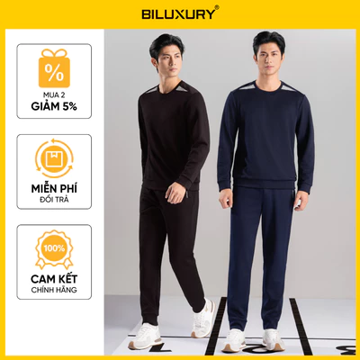 Bộ Nỉ Nam Thu Đông 9ANOT002-9QNIT002 BILUXURY Họa Tiết Kẻ Thời Trang Chất Vải Giữ Ấm