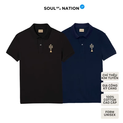 Áo Polo Nam/Nữ Unisex có cổ Basic THÊU KIM TỴ ĐỒNG TÂM vải cá sấu Pique Cotton, chỉn chu, sang trọng - SOUL OF A NATION