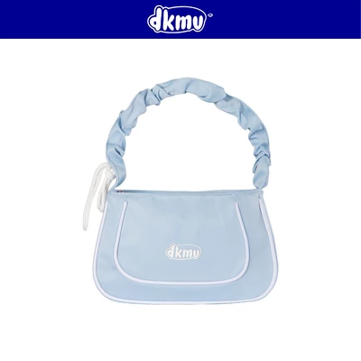 Túi xách nữ xinh rút dây xanh pastel DKMV phối viền trắng in logo su nổi vải canvas đứng form Nichu Bag | K-B42-XNVT
