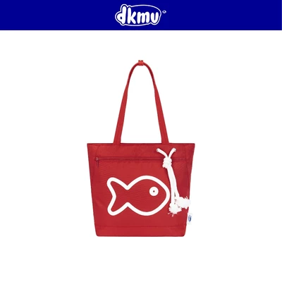 Túi tote đỏ xinh in hình Cá DKMV dây rút đáng yêu chất liệu Canvas kèm lót dù Drawstring Tote Bag | K-B39-DO