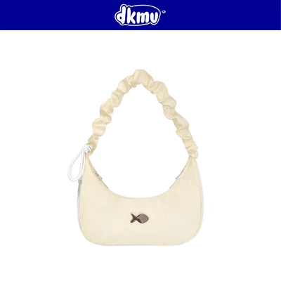 Túi đeo vai nữ nhỏ màu kem pastel DKMV quai rút dây đáng yêu logo inox hình Cá vải dù kèm lót Poing Bag 2.0| K-B40-K