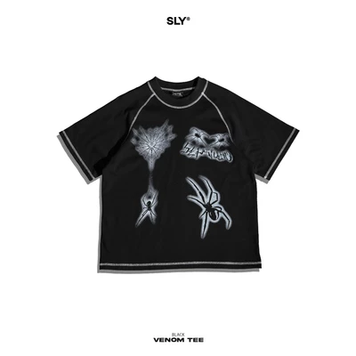 Áo thun cổ tròn SLY form Raglan Venom Black