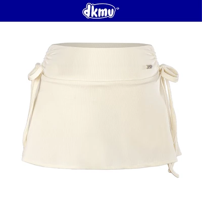 Chân váy ngắn chữ A màu be DKMV thiết kế rút dây phần eo ôm dáng có quần trong logo inox hình Cá Beatrix Skirt| K-V1-B
