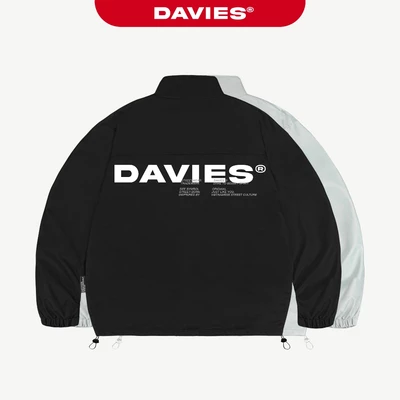 Áo khoác dù 2 lớp in chữ DAVIES form rộng màu đen, xám trắng logo su Basic Jacket SS24| D-AK2