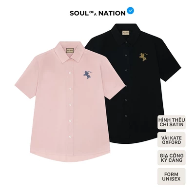 Áo Sơ Mi Tay Ngắn - THÊU SAINT GIÓNG CAO CẤP form basic,có chất vải vô cùng thoáng mát, mềm mại - SOUL OF A NATION