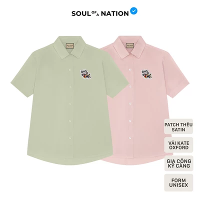 Áo Sơ Mi Tay Ngắn - THÊU LAZY COFFEE unisex CAO CẤP form basic, có chất vải vô cùng mềm mại, dày dặn SOUL OF A NATION
