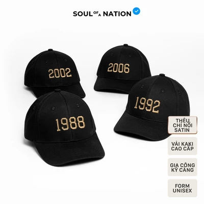 Mũ lưỡi trai, Nón lưỡi trai THÊU NĂM SINH đơn giản, tinh tế SOUL OF A NATION basic, vải Kaki cao cấp - Đen