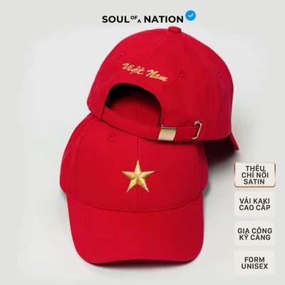 Mũ lưỡi trai, Nón lưỡi trai thêu SAO VÀNG VIÊT NAM vải Kaki Cotton cao cấp - SOUL OF A NATION - ĐỎ
