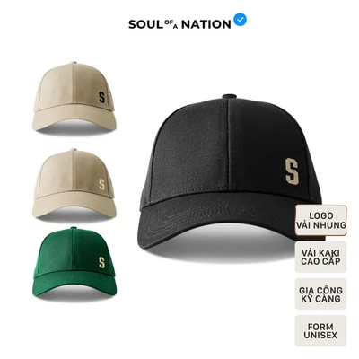 Nón lưỡi trai - S chữ nhung vải Kaki Cotton 100% cao cấp màu Đen/Be - SOUL OF A NATION