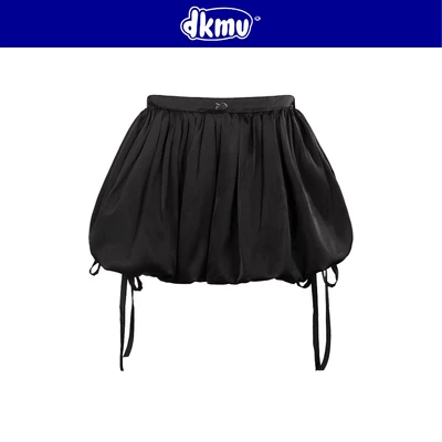 Chân váy bí ngô nhung thắt nơ DKMV có quần trong màu đen thiết kế logo inox Cá đáng yêu Pumpkin Skirt | K-V2-D