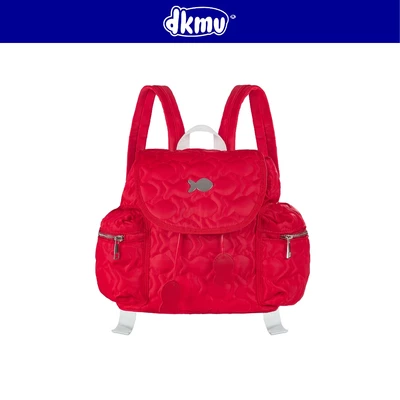 Balo chần bông mini họa tiết Cá xinh DKMV màu đỏ nắp nắp gập dây rút nhiều ngăn Puffy Puffy Backpack | K-P49-DO