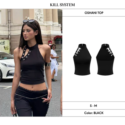 Áo cổ yếm khoét mắt cáo ôm body tôn dáng OSHANI - 𝐊𝐈𝐋𝐋 𝐒𝐘𝐒𝐓𝐄𝐌