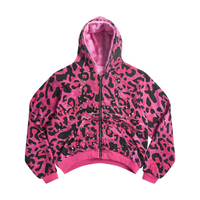 ÁO KHOÁC PINK GLAMOUR STUDDED 2SIDES HOODZIP