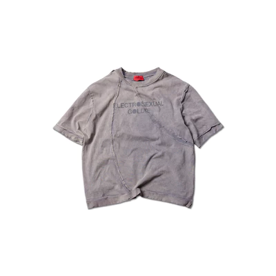 Áo thun "ELECTRO WASHED GREY TSHIRT" 100% cotton giặt nhuộm cắt xẻ màu xám