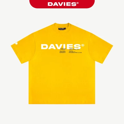 Áo thun vàng nam nữ in chữ DAVIES nam nữ form rộng tay lỡ phong cách hiphop thun cotton Invasion Tee| D38-T1-VD