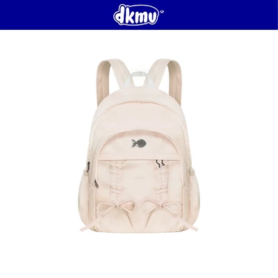 Balo nữ xinh kiểu rút nơ xinh DKMV logo Cá pastel màu kem nhiều ngăn đựng laptop 14inch Bow-tiful Backpack| K-P50-K