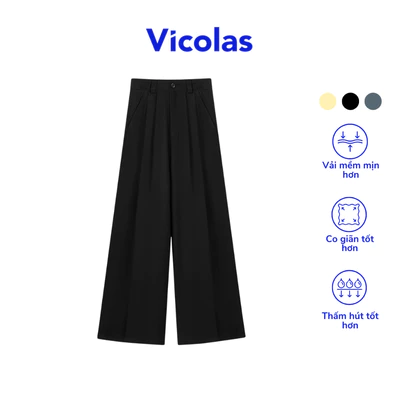 Quần tây nữ lưng cao ống rộng dáng suông tôn dáng Vicolas - QUA2