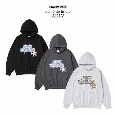 Áo Hoodie ADLV Ac Bear Spray dáng oversized màu đen/than chì/muối tiêu - Hàng chính hãng