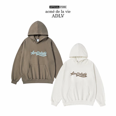 Áo Hoodie ADLV Cursive Logo dáng oversized màu ca cao/kem - Hàng chính hãng
