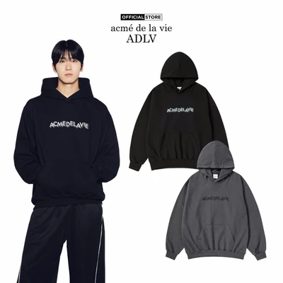 Áo Hoodie ADLV 3D Logo dáng oversized màu đen/than chì - Hàng chính hãng
