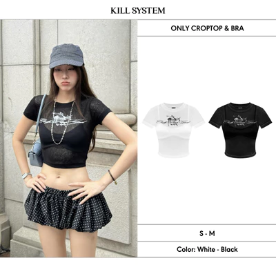 Áo thun xuyên thấu sexy tôn dáng ONLY kèm bra - 𝐊𝐈𝐋𝐋 𝐒𝐘𝐒𝐓𝐄𝐌