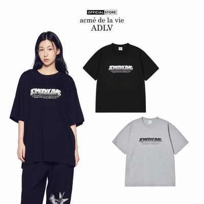 Áo Thun ADLV AC Bear Paint dáng oversized màu đen/muối tiêu - Hàng chính hãng