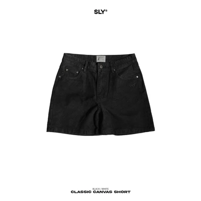 Quần Short Canvas SLY Classic washed màu đen