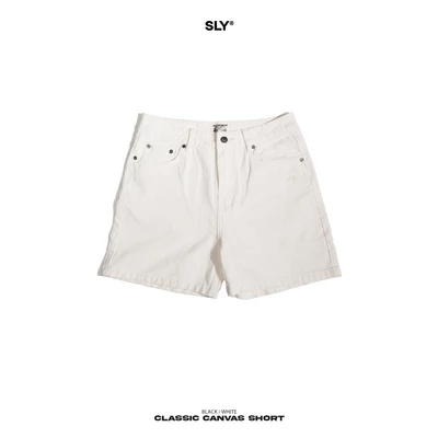 Quần Short Canvas SLY Classic washed màu trắng ngã