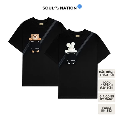 Áo Thun Thú Nhồi Bông Soul of a Nation bỏ túi đeo chéo unisex CAO CẤP form basic, dễ thương, đáng yêu SOUL OF A NATION