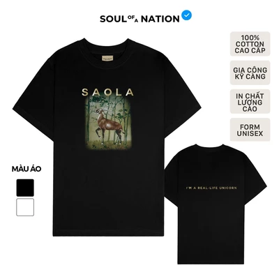 Áo thun unisex In hình cao cấp SAO LA form basic 100% cotton unisex SOUL OF A NATION - Đen/Trắng