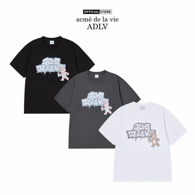 Áo Thun ADLV AC Bear Spray dáng oversized màu đen/than chì/trắng - Hàng chính hãng