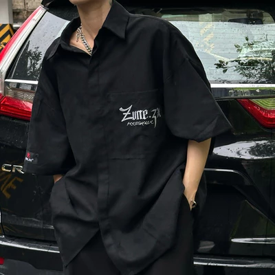 Áo sơ mi thiết kế Unisex Zune.zx, tay ngắn da lộn RAW SUEDE SHIRT