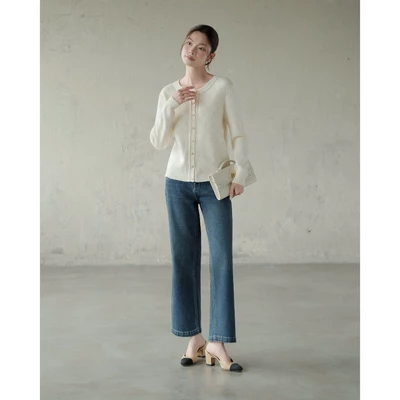 RUBIES Paul Jeans - Quần Dài Nữ Vải Jean Mềm Ống Suông Đứng Dáng Ngố