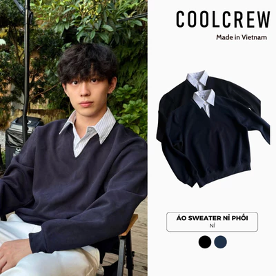 Áo Sweater Nỉ Phối Cổ Sơ Mi 𝐂𝐎𝐎𝐋𝐂𝐑𝐄𝐖 Unisex Nam Nữ Form Rộng Phong Cách Hàn Quốc ASW072