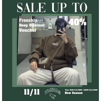 Áo Sweater Tmidas nỉ bông oversize nam nữ from rộng Logo Tmidas thêu hàng có sẵn
