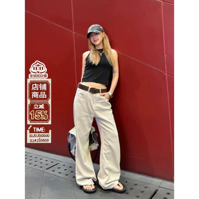 STONE GREY LOOSE PLEAT ( Không Dây ) - Quần jeans ống rộng unisex nam nữ WHOSE STUDIO 2097