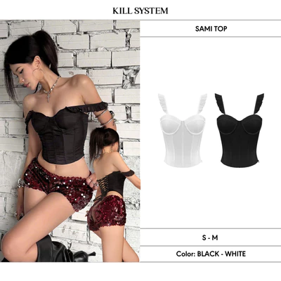 Áo hai dây dáng corset hở lưng sexy tôn dáng SAMI - 𝐊𝐈𝐋𝐋 𝐒𝐘𝐒𝐓𝐄𝐌