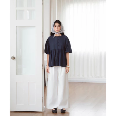 DOB - Quần ống rộng linen lưng liền hack dáng | Calm Linen Trousers |