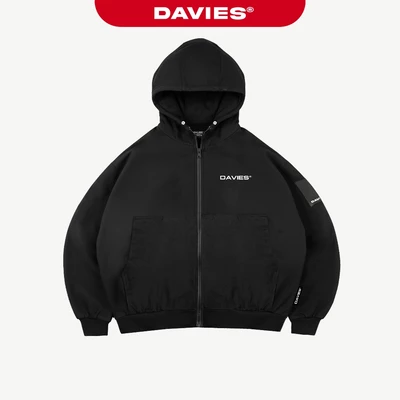 Áo khoác kaki có mũ DAVIES nam nữ màu đen form rộng đẹp Hooded Jacket local brand| D31-AK1