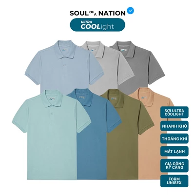 [GIÁ TRẢI NGHIỆM] Áo Polo Ultra COOLight Gam Màu Trầm Unisex SOUL OF A NATION Vải COOLight Pique mát lạnh, chống nhăn