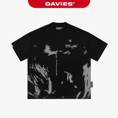 Áo thun local brand in tràn viền DAVIES nam nữ form rộng màu đen vải thun cotton thoáng mát Tee Illusion I D37-T6