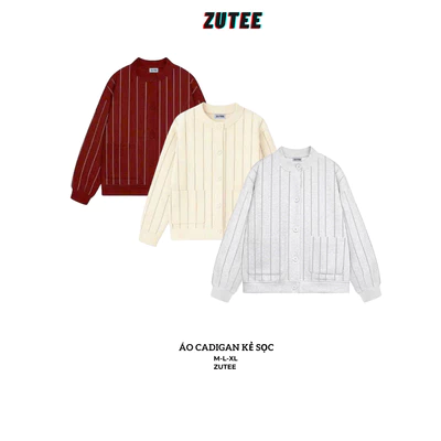 Áo Khoác Cadigan Kẻ Sọc ZUTEE Chất Nỉ 2da Unisex