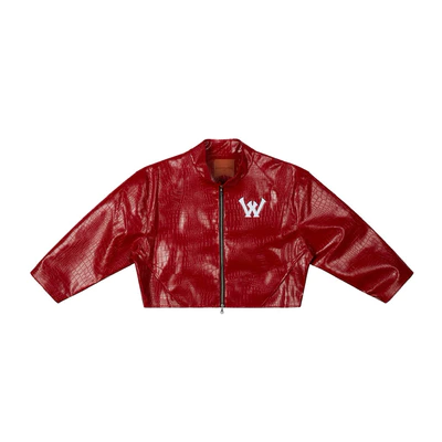 “WHENEVER” ÁO KHOÁC DA THÊU LOGO - NY LEATHER JACKET / RED