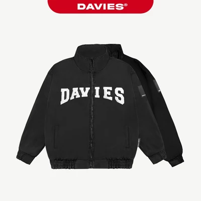 Áo khoác chần bông nam nữ DAVIES thêu nổi màu đen form rộng, dù kháng nước Label Cotton-Padded Jacket local brand