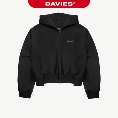Áo khoác nữ croptop DAVIES có mũ màu đen dáng ngắn Baby Jacket local brand Acubi | D33-AK1