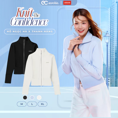 [ECOCHIC x CANIFA] Áo Len Cổ Cao Khoá Zip Dáng Ôm Dệt Kim Chất Liệu Cao Cấp Chính Hãng HNH EC08