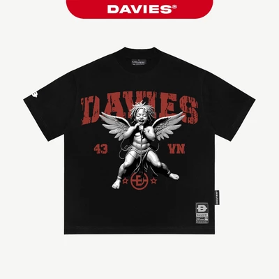 Áo thun đen nam nữ in tràn viền DAVIES local brand form rộng tay lỡ thoáng mát Defiant Tee I D38-T3